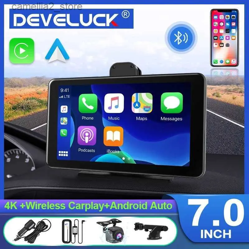 DVR samochodów Rozpoznanie 4K 7 "DVR DVR CASKAM CARPLAY AUTO AUTO AUTO PRZEDNIE I TYLNYCH KAMIĘ KAMPA KAMIĘ WIFI DUAL LUNS LINK LINK Q231115