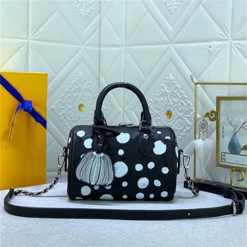 Nano Speedy Bandouliere Bag Designer Black Embossed Leather