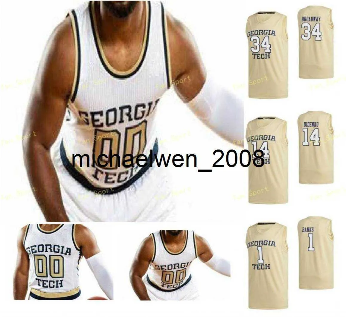 Mich28 NCAA College Georgia Tech Giacche gialle Maglia da basket 35 Kristian Sjolund Usher Shaheed Medlock Moses Wright Malachi Rice Custom