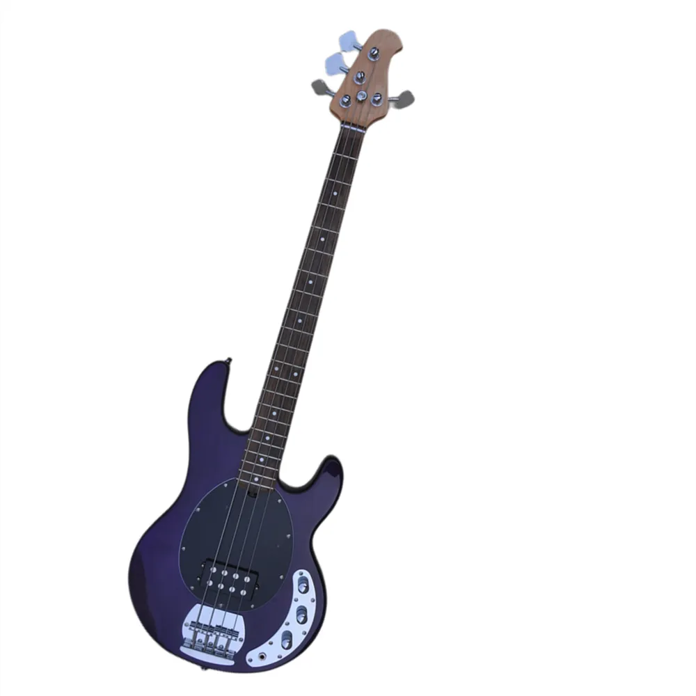パープル4ストリングクロムハードウェア付きエレクトリックベースギターハムバッキングピックアップはロゴ/カラーカスタマイズを提供します