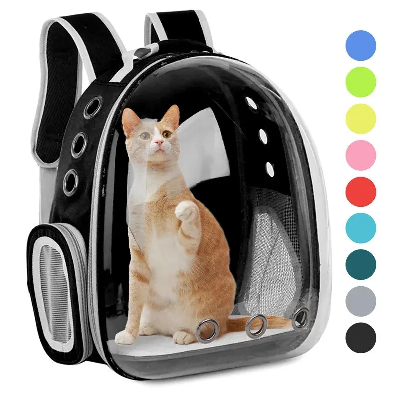 Cat Carriers Crates Houses Pet And Dog Going Out Carrying Bag Space Capsule Backpack Cage Double Shoulder Transparent Breathable Waterproof Portable 231114