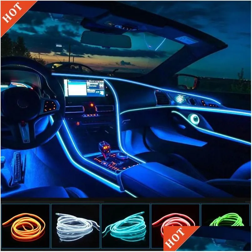 Luzes decorativas tiras led carro néon tira interior flexível lâmpada el fiação para diy luz ambiente usb festa atmosfera diodeled dro dhe47