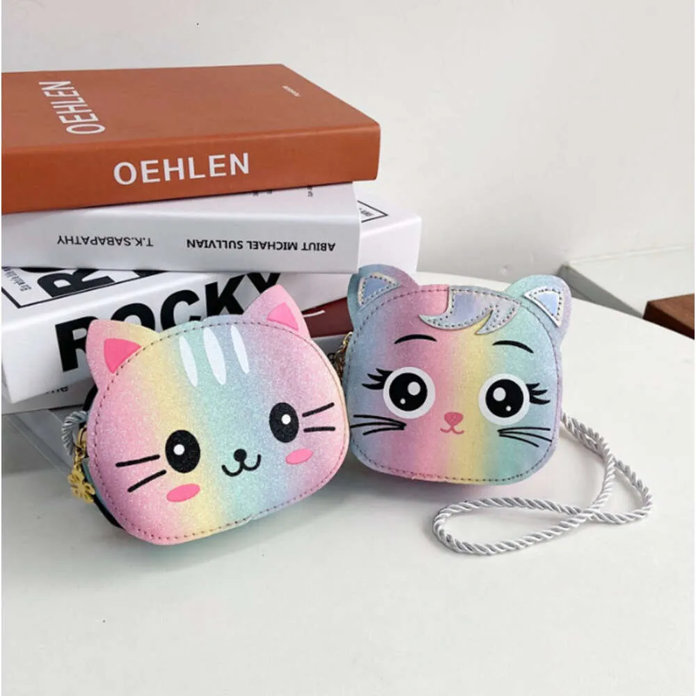 Kids rainbow cat purse INS girls cartoon messenger bags fashion boys casual wallet fashion children single shoulder bag Q4148