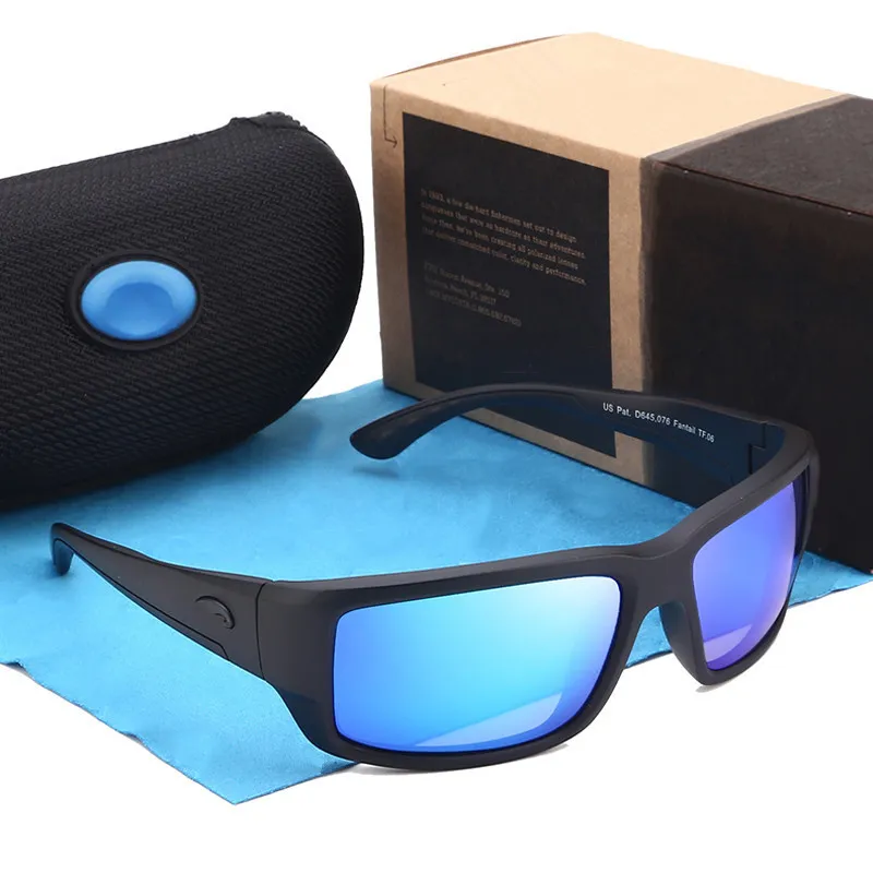 Costa Designer Polarized Sunglasses for Men UV400 Protection Square Retro Mirrored Sport Fishing Shades
