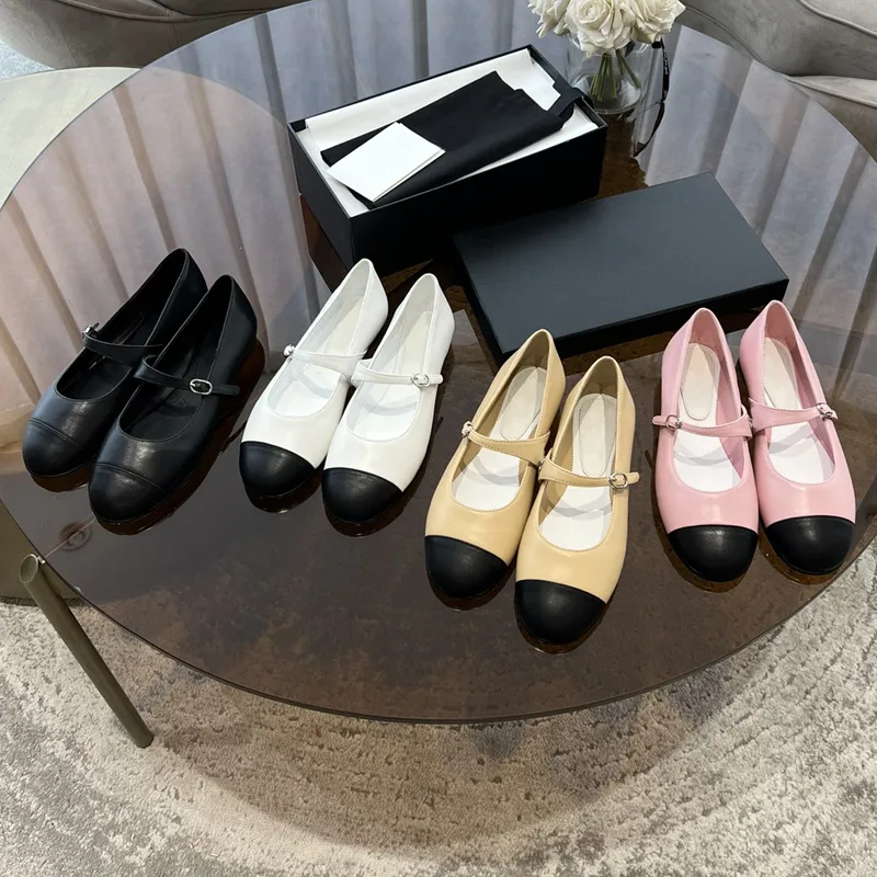 ICON Womens Loafer Ballet Shoes Chaussures habillées Mary Jane Interlocking Lambskin 100% cuir véritable Semelle cutanée avec boîte Sac à poussière été TAILLE 35-41 chaussures de créateurs de luxe