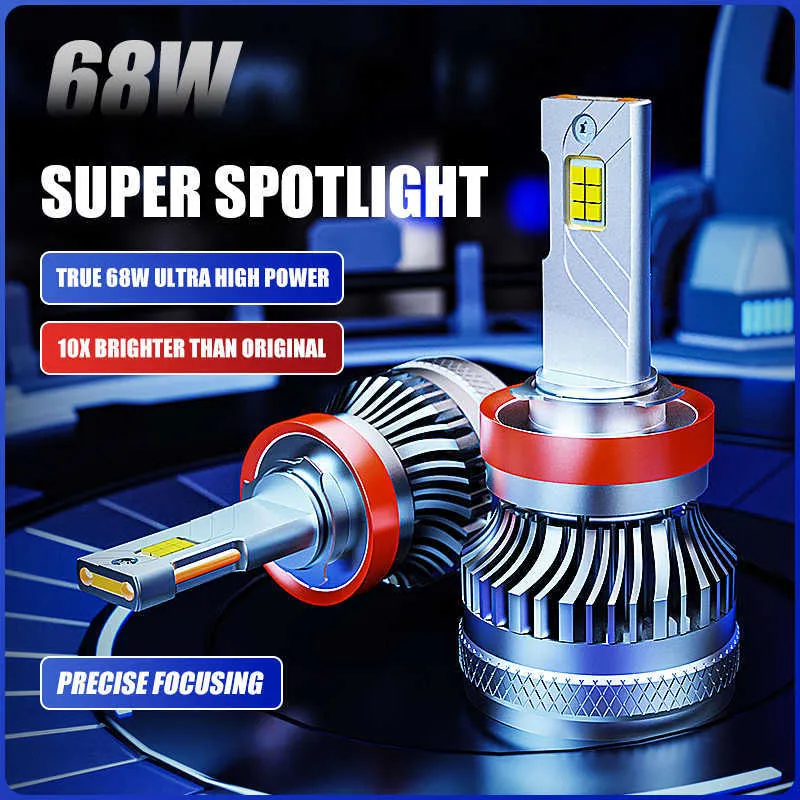 Kit 2 Ampoules LED H4 6000LM 50W 6500K - Blanc Clair - 12V-24V - Pour Phares Avant Voiture