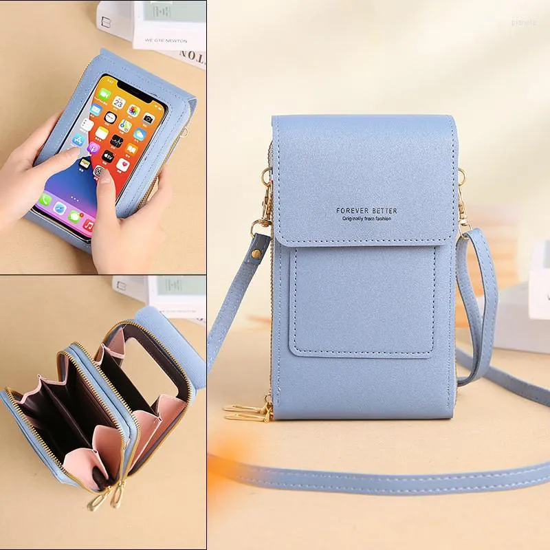 Abendtaschen Damentasche Weiches Leder Portemonnaie Handy Geldbörse Messenger Strap Crossbody Schulter