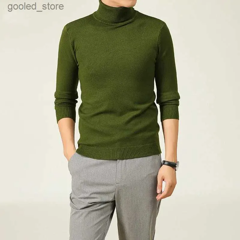 Men's Sweaters Mens Winter High-neck Pullover Sweater Oversize Thick Turtleneck Knitted Sweaters Green Yellow Knitwear Knit Top Pullovers Xxxl Q231115