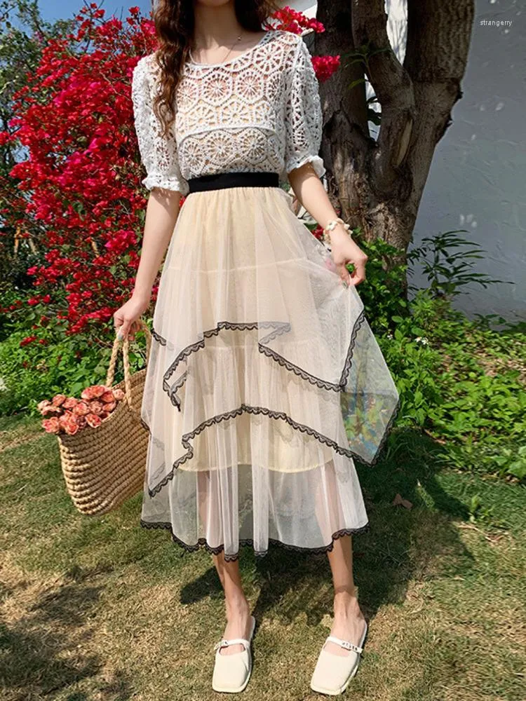 Skirts Fashion Irregular Tulle Skirt Women Summer Elegant Designer