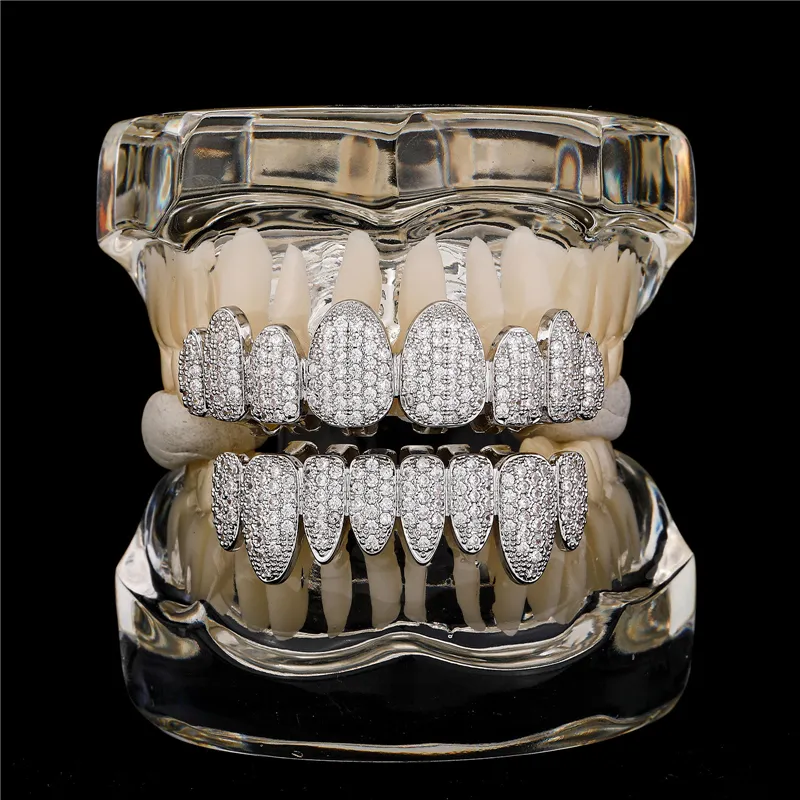 8 Tooth Hip Hop Brace With Zirconium Grills And Vampire British Teeth