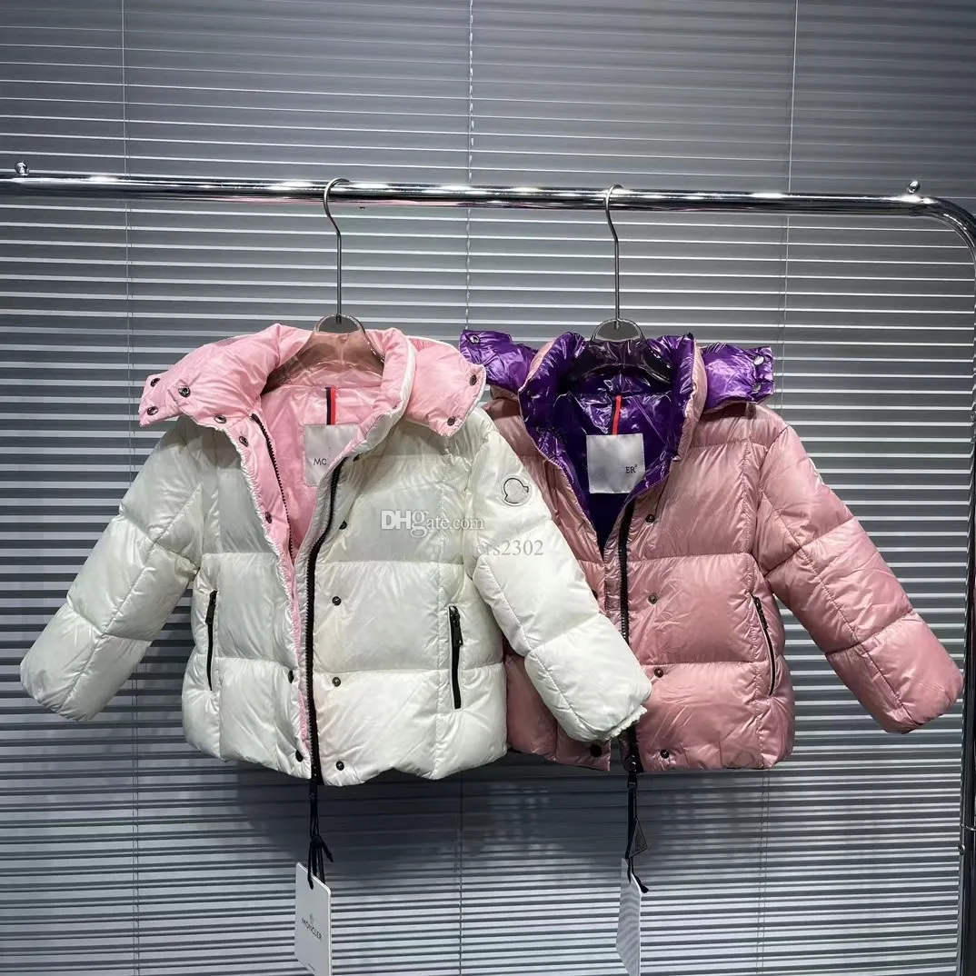 sweats à capuche fille manteau filles manteaux en duvet vêtements de bébé veste pour enfants enfants à capuche mignon épais vêtements d'extérieur chauds designer longue ceinture avec lettres vestes à glissière blanc rose