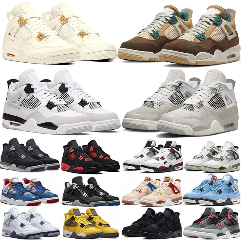 Jumpman 4 Basketbol Ayakkabı 4s Askeri Kara Kedi Midnight Donanma El Sanatları Foton Toz Kırmızı Çimento Gök Yüzcesi Yelken Üniversitesi Mavi Menekşe Cevher Kadın Sneaker Eğitimleri Eur36-47