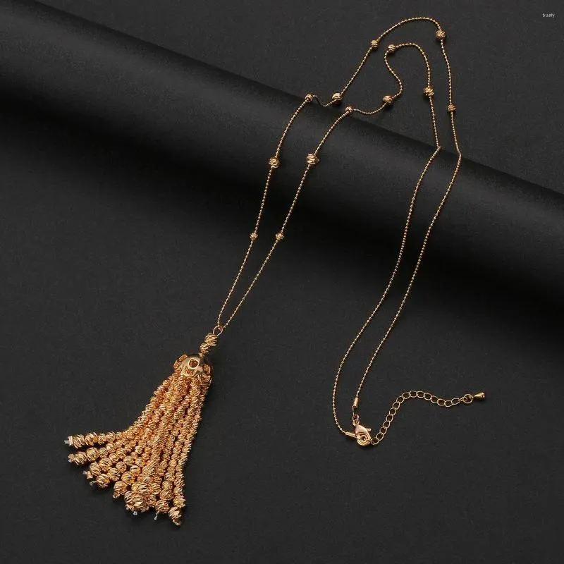 Pendanthalsband Kvinnors 2023 Fashion Classical Long Chain Design Necklace Copper Ball Tassel Party Jubileum Födelsedagspresent
