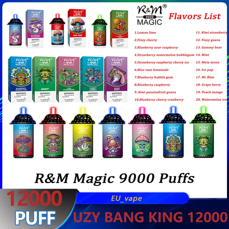 Original R&M Magic 9000 Puffs Disposable Vape Pen 18ml Prefilled 0 2 3 5 650Mah Rechargeable