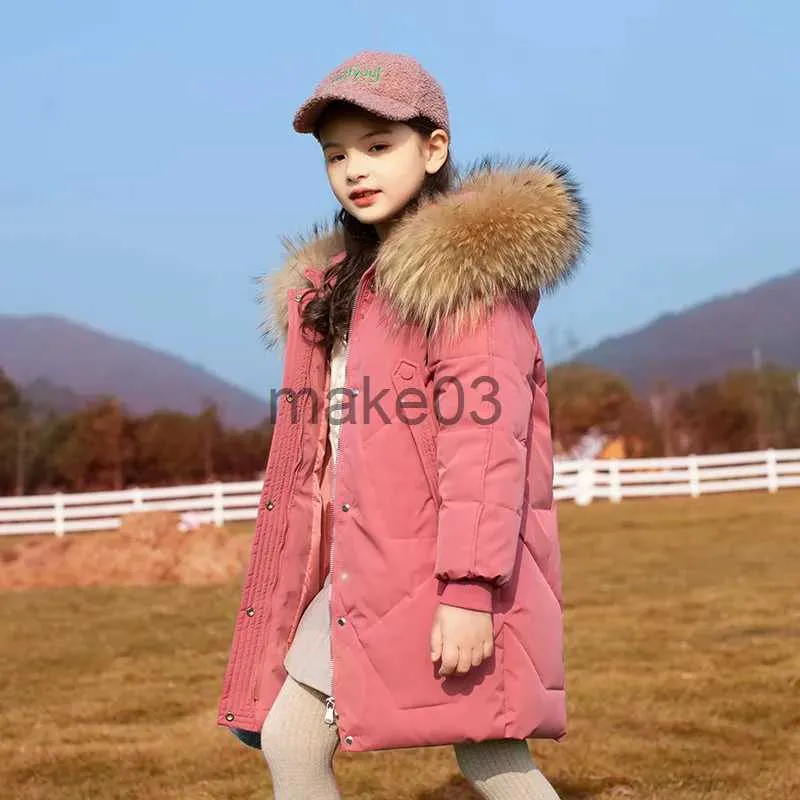 Piumino OLEKID 2023 Piumino invernale per Grils Impermeabile Vera pelliccia di procione Cappotto per ragazze Capispalla 5-14 anni Bambini Adolescenti Parka Vestiti J231115