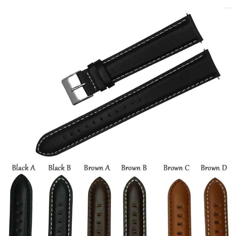 Titta på band Italien äkta läderband 18mm 20mm 22mm 24mm Band Black Dark Light Brown Watchband extra lång för Big Wrist