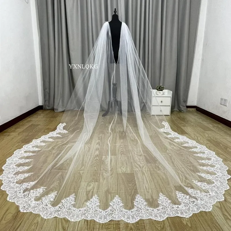 Bridal Veils Real Pos Wedding Cape Veil White/Ivory Shoulder Tulle Long Cloak Shawl Trim With Sequin Lace Accesso