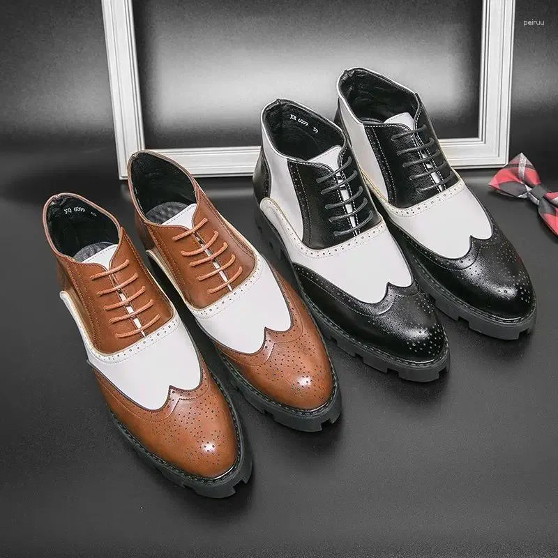 Chaussures habillées Bottines pour hommes à lacets multicolores pointe d'aile Design de luxe Faux cuir classique fait à la main de base pour hommes B117
