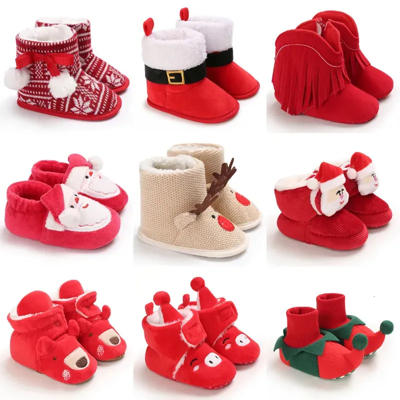 First Walkers year Christmas born Baby Shoes Boys Girls Toddler Soft Bottom Infant Flats Warm Snow Boots 0 18Months 231115