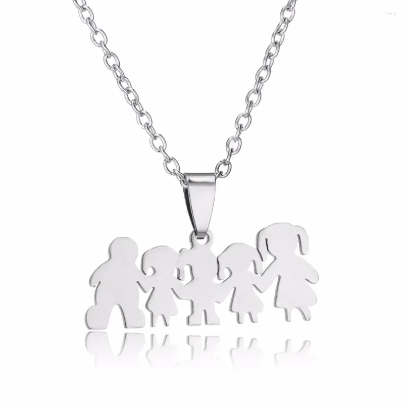 Pendentif Colliers 24 PC / Lot Parents Fils Filles En Acier Inoxydable Famille Garçons Filles Mères Pères Cadeaux pour Maman Papa