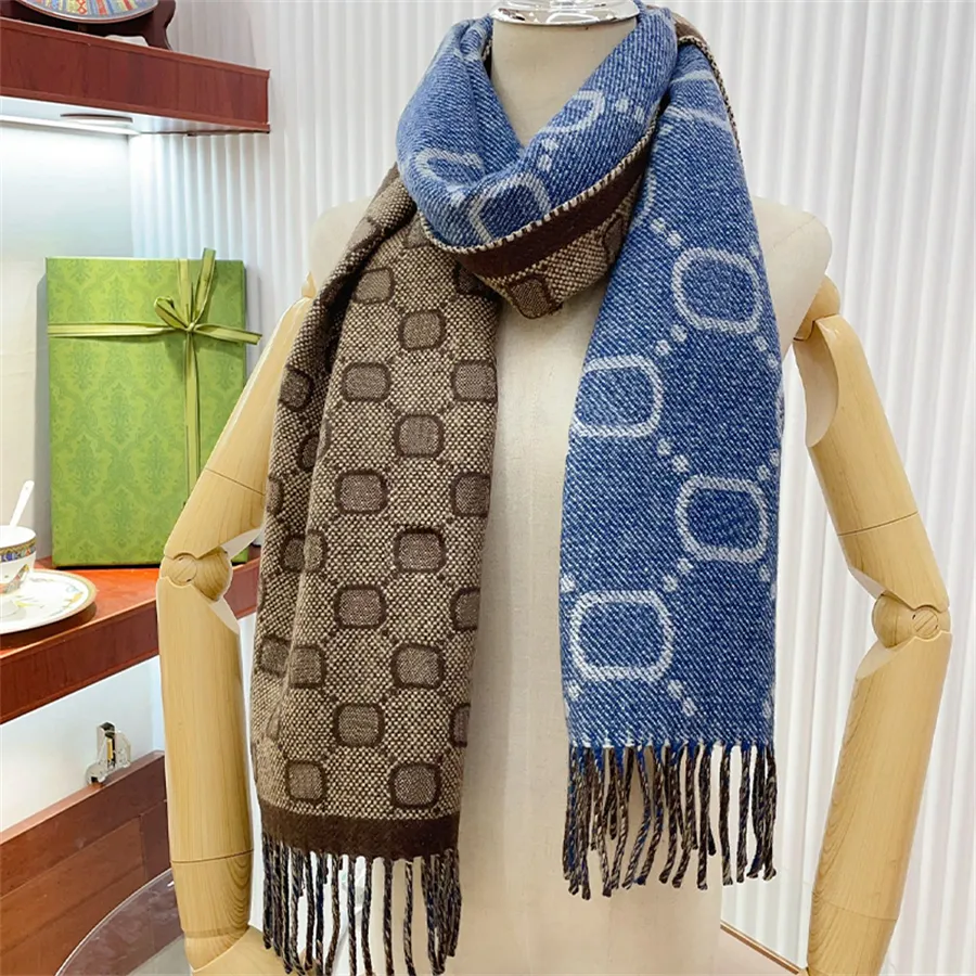 Мужской шарф, дизайнерские шарфы, модная теплая шерстяная шаль, двусторонний дизайн с надписью для женщин, зимний кашемир, 2 цвета, высочайшее качество
