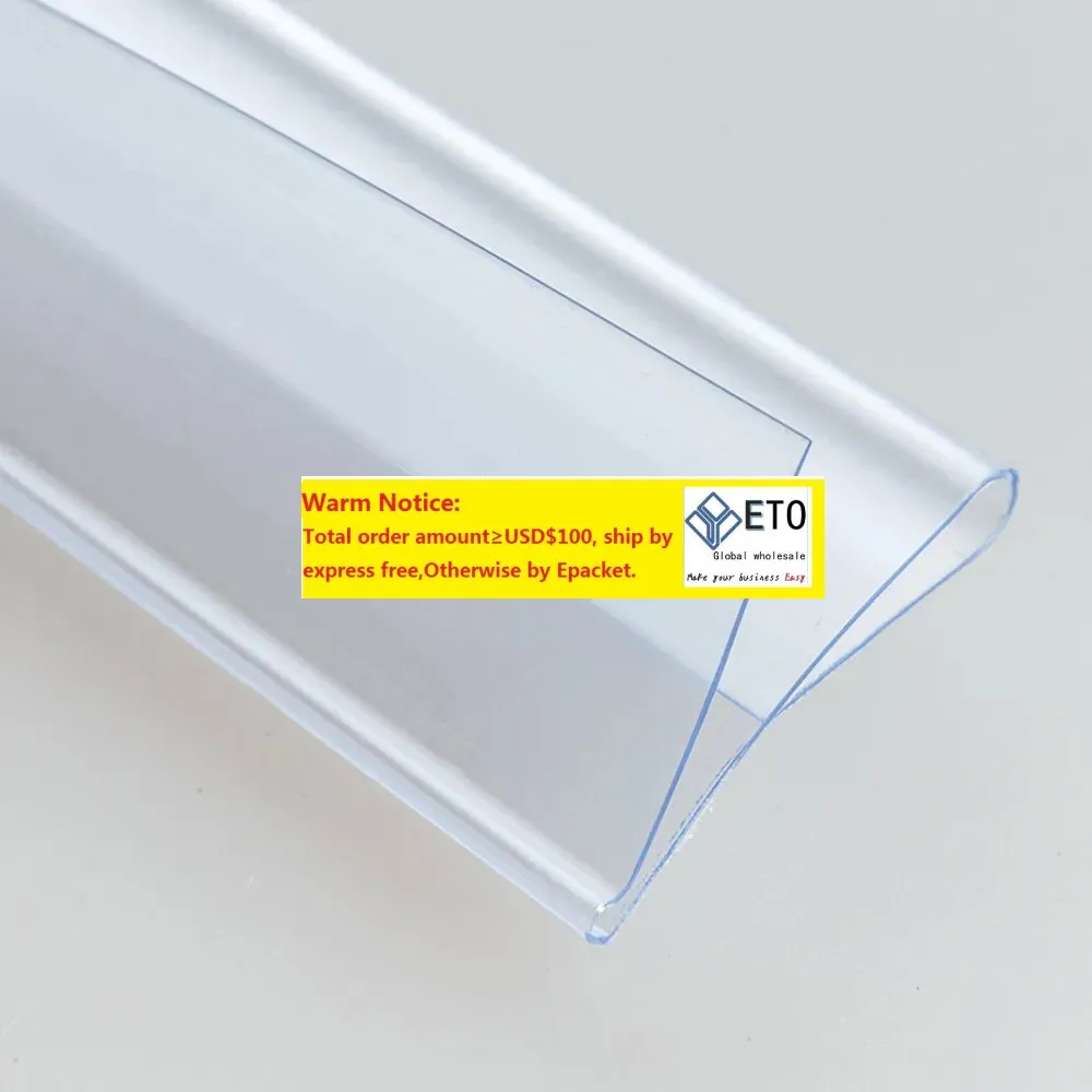 wholesale Bandes de données en plastique pour étagère en PVC Type S N sur le support de carte d'étiquette d'affichage de signe de prix de mécanique pour support de verre de magasin 100pcs 12 LL