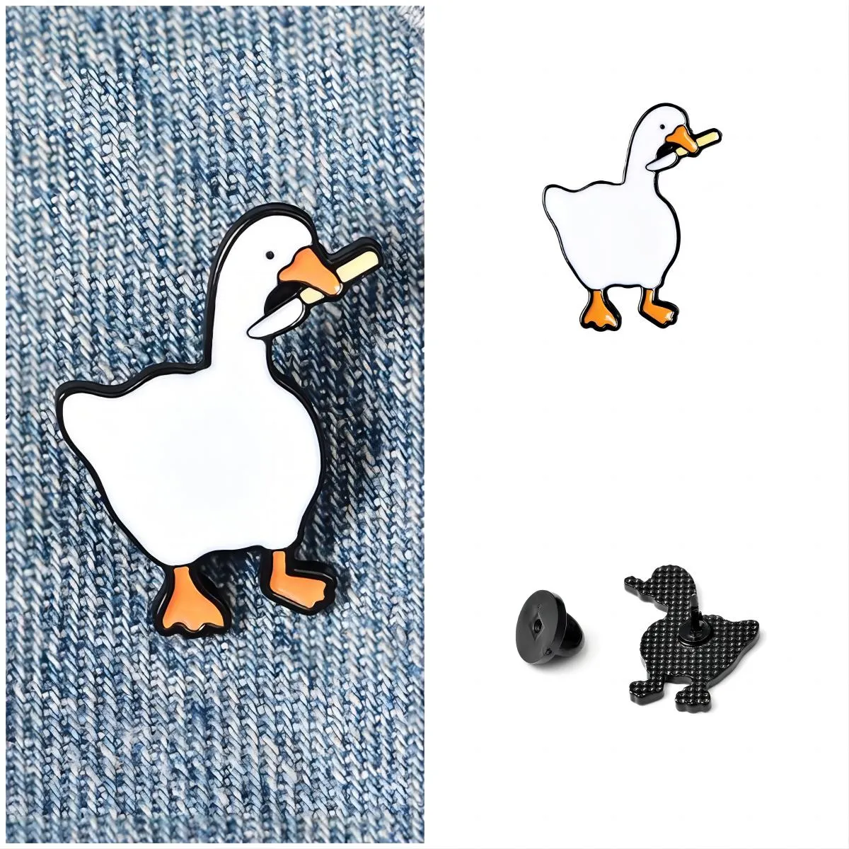 Untitled Goose Game Enamel Brooches Pins Animal Kids Cute Kawaii Metal Badge For Women Fashion Jewelry