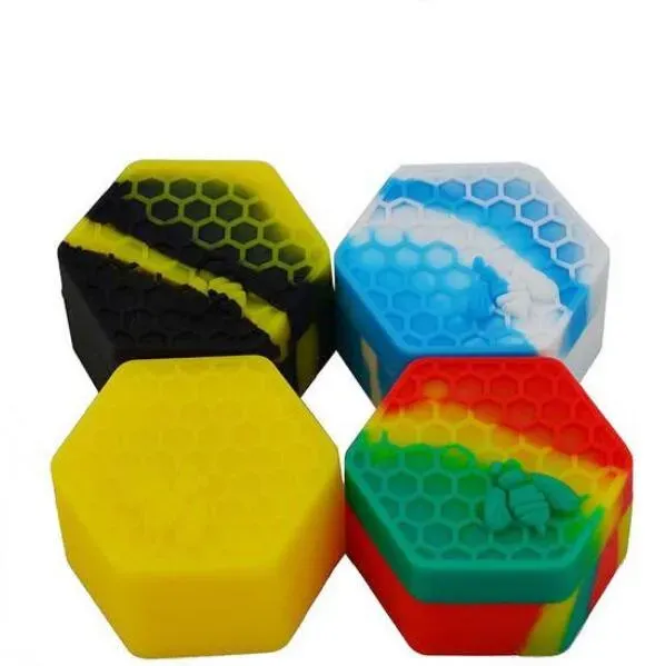 Rich color honeybee hexagon Silicone Container Jars Container Silicone Container For Oil Crumble Wax Silicone Jars Dab