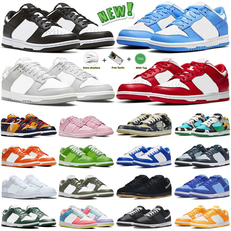 2024 hommes Femmes Chaussures de course baskets plates bas noir blanc panda gris brouillard unc universitaire verte lueur laser orange syracuse kentucky côte de côte entraîneurs gai 34-48