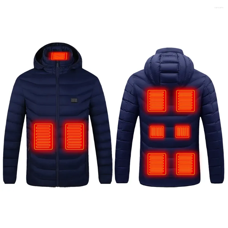 Chaquetas de caza Chaqueta con calefacción de 9 áreas para hombres y mujeres Abrigo de calefacción ajustable para exteriores de invierno Esquí térmico alimentado por USB Camping Tamaño de la UE