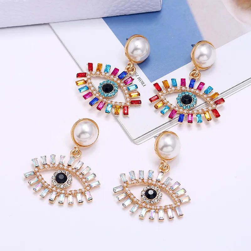 S3582 Winkel-Auge der Art- und Weiseschmucksache-Frauen baumeln Ohrring-bunte Rhinestone-Augen-Ohrringe