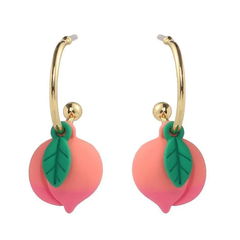 Bengelen kroonluchter 2021 roze perzik oorbellen korte mode oor sieraden fruit series voor vrouwen drop levering dhgarden dhodc