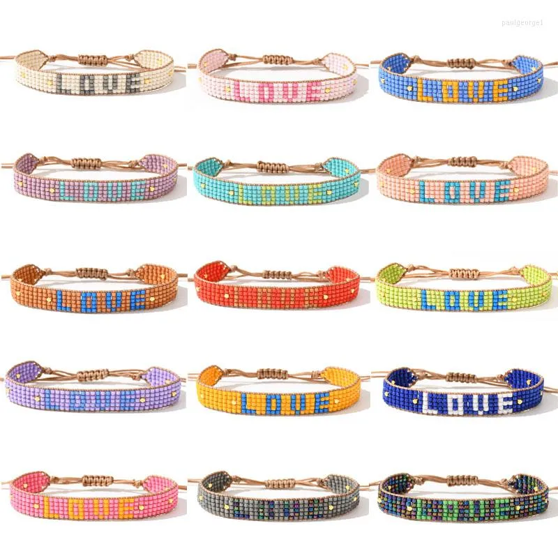 Brin 15 Couleurs Verre Perle De Riz Bracelet Tressé Femmes Bijoux Pulseras Femme À La Main Perles Bijoux Wrap Bracelets