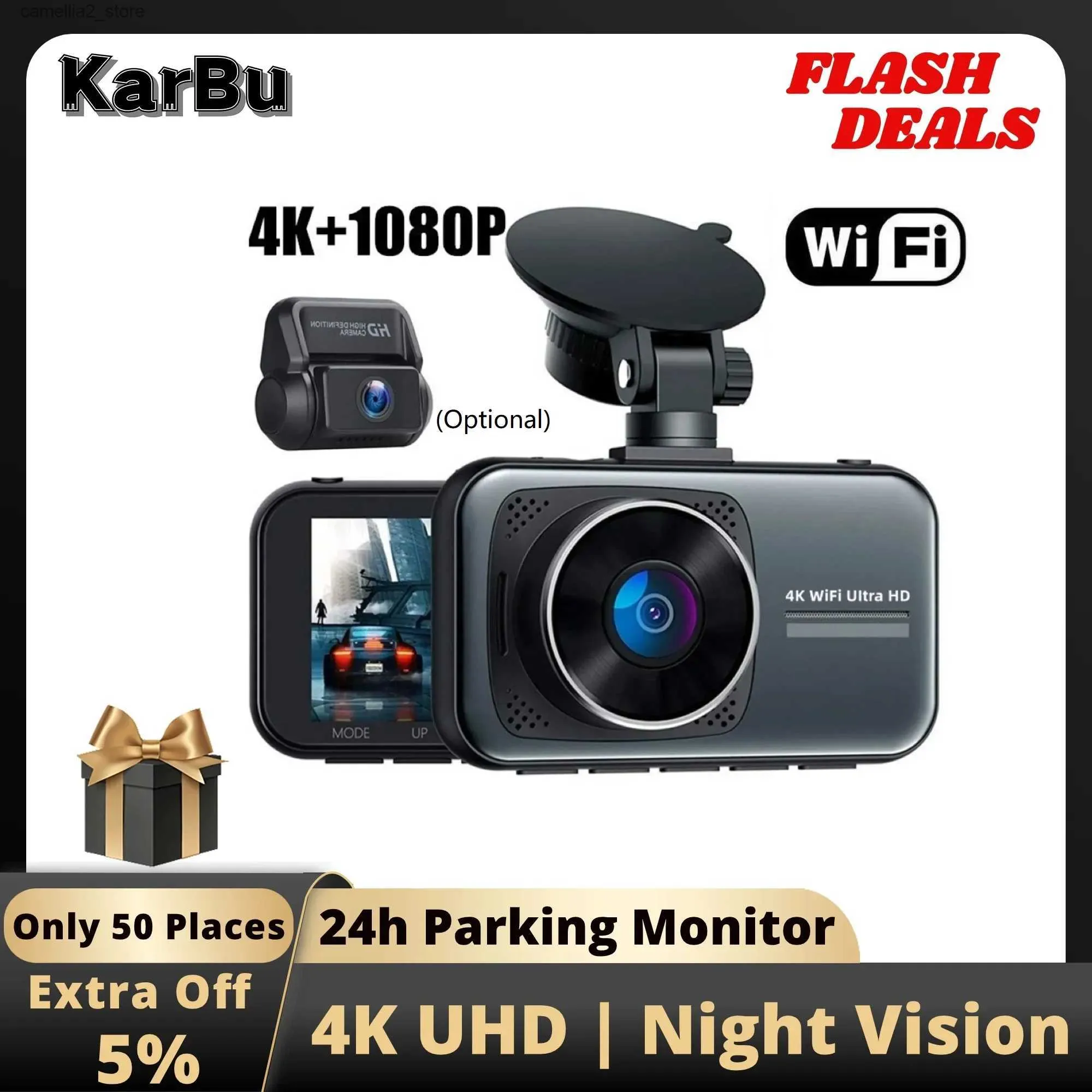 car dvr Dash Cam 4K Wifi Camera for Car Night Vision Dvr Dashcam 24h Parking Monitor Front and Rear Dual Dvrs Rejestrator Samochodowy Q231115