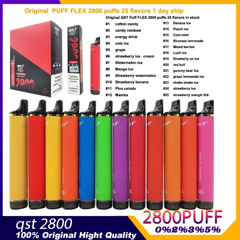 Puff Flex 2800 Puflar Tek Kullanımlık E Sigara Vape İstenebilen Pods Kitleri 850mAh Vape Kalem Tek Kullanımlık Cihaz Önceden doldurulmuş Pods