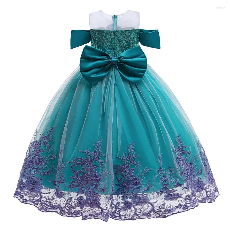 Robes de fille 3-10Y bébé filles été dessin animé vêtements enfants princesse robe d'anniversaire enfants perles florale robe de demoiselle d'honneur de mariage