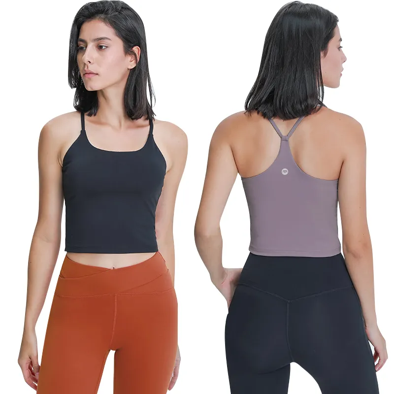 L-DT038 Longline Sports Bra for Women ، Sexy على شكل Y للنساء ، قمة التمرين مع حشو ، ممتصة العرق في اليوغا ، وارتداء اللياقة البدنية المرنة ، وارتداء للياقة lu-meluck