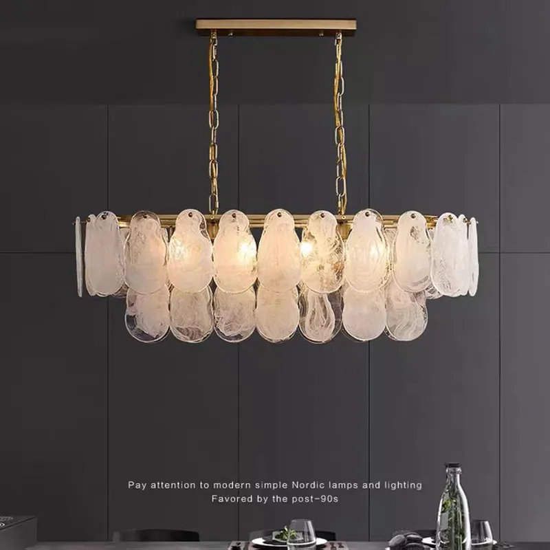 Luxury Aesthetic Glass Ceiling Chandelier Bedroom Living Room Hanging Light Restaurant French Lustre Multi Head Led Pendant Lamp