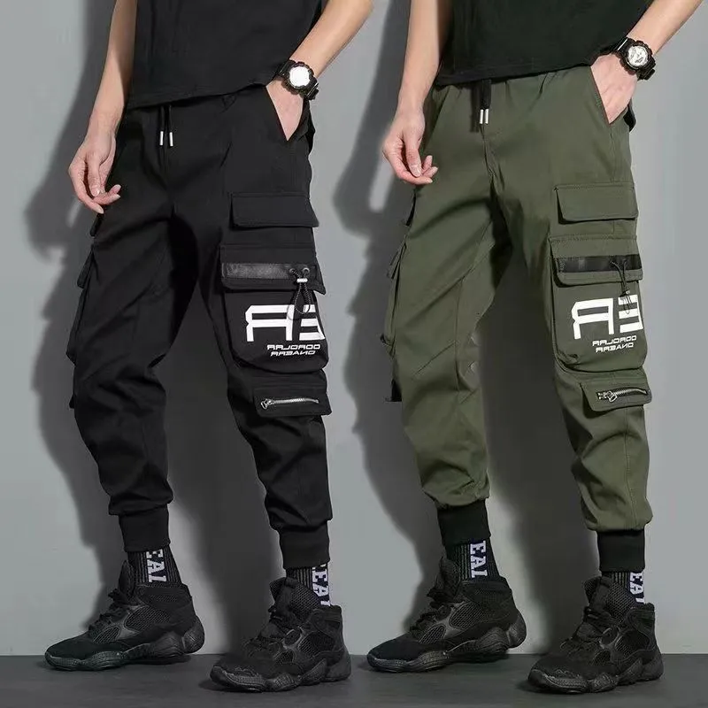 Herrenhose Dünn Streetwear Casual Herren Bänder Harem Jogging Herren Slim Fit Spring Cargo MultiPocket Hose J9 230414