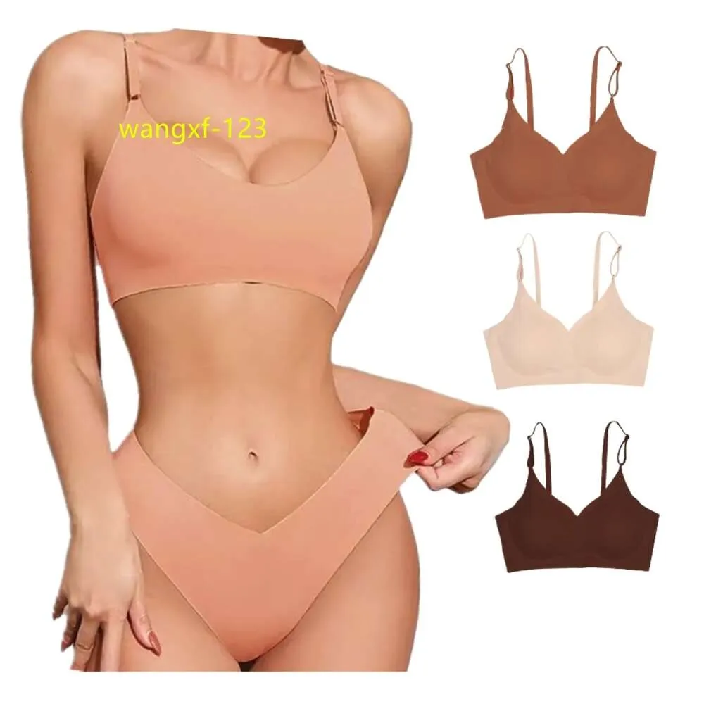 Comfortable Seamless Bralette Lingerie Set For Women V Neck Nude Push Up Bra  And Panty With Sexy Thongs From Wangxf_321, $28.43