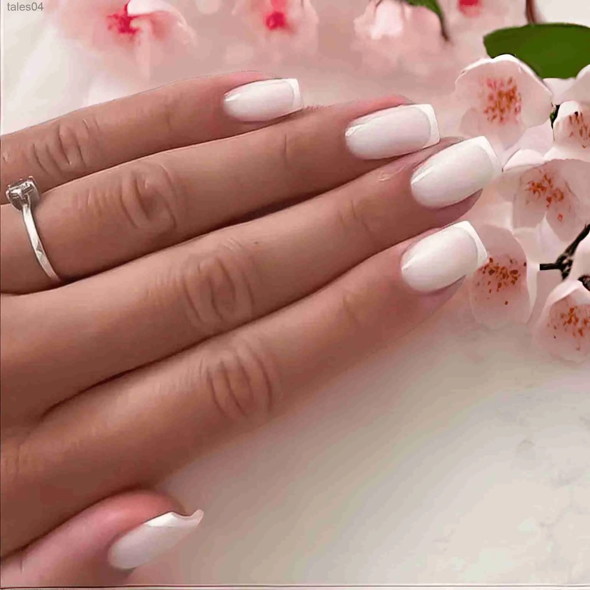 Buy RikView French Tip Press on Nails Medium Fake Nails White Stick on Nails  Square Pink Nails for Women Online at desertcartUAE