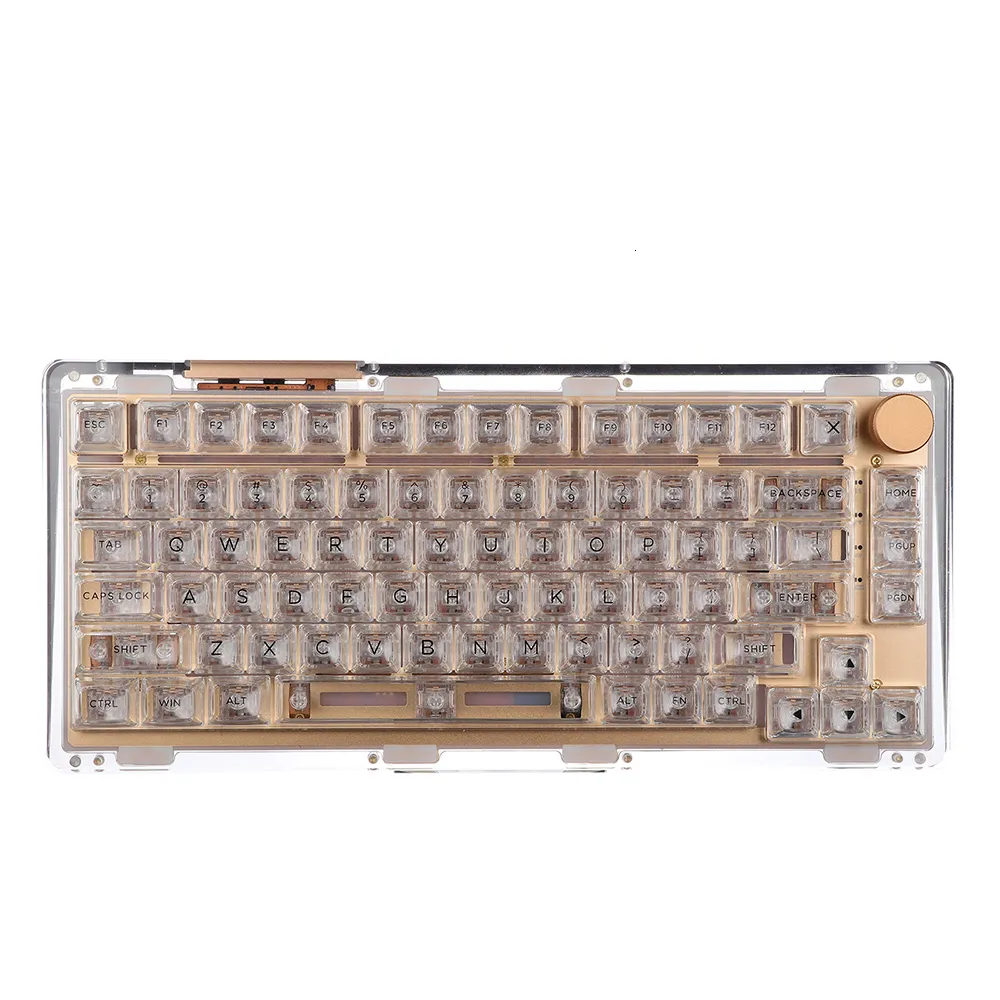 Claviers KiiBOOM Phantom 81 Crystal Gasket Mounted USB C Wired Bluetooth5 0 2  4GHz Wireless Mechanical Keyboard South Face LED Swap 230414 Du 166,79 €