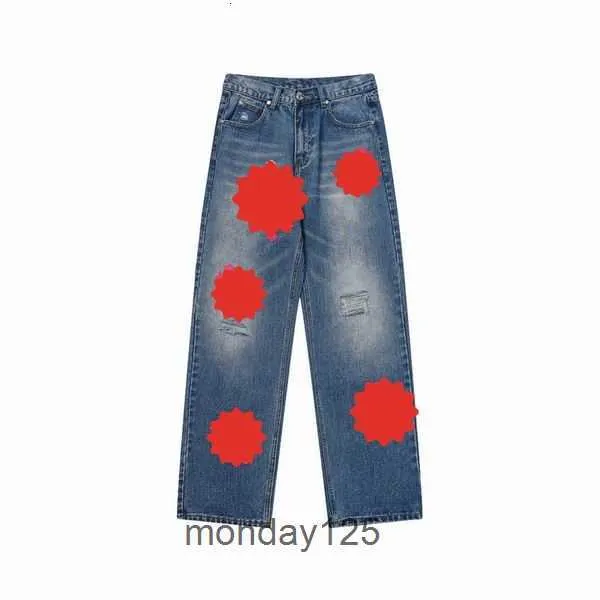 2023 Designer Herren Jeans Chromes High Street Lila für Männer Stickerei Hosen Damen Oversize Ripped Patch Hole Denim Straight CH Mode Streetwear Slimshjk