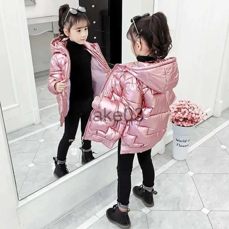 Down Coat Winter Jacket For Girls Coat Teen Kids Parka Snowsuit Fashion Bright Waterproof Outerwear Children Clothing 4 6 8 10 12 14 Years J231115