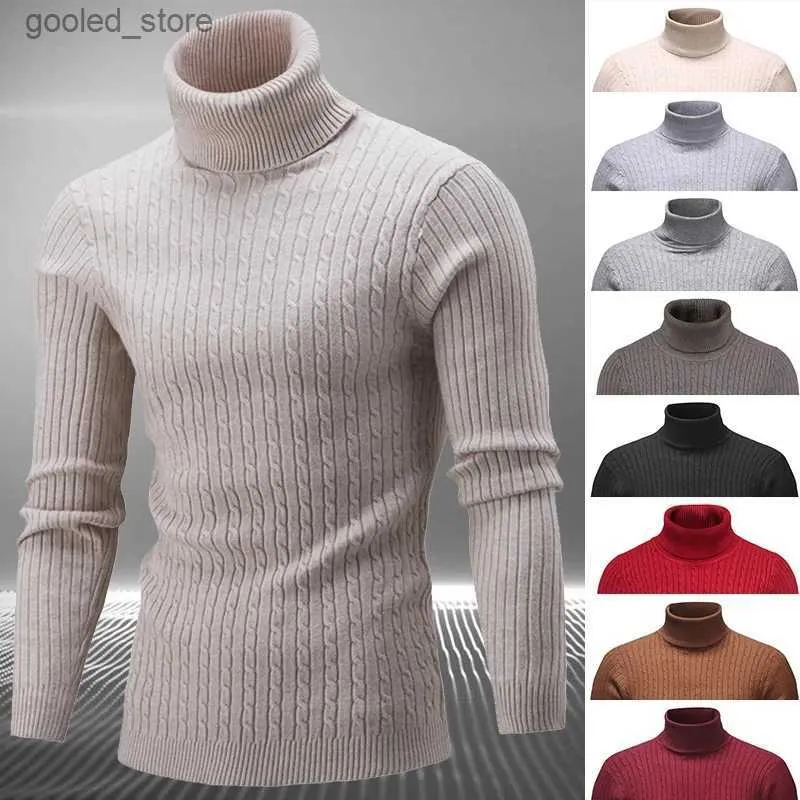 Men's Sweaters Men Pullover Top Winter Turtle Neck Long Sleeve Thick Warm Sweater Slim Pullover Twist Knitwear Elasticity Knitwear Men Clothing Q231115