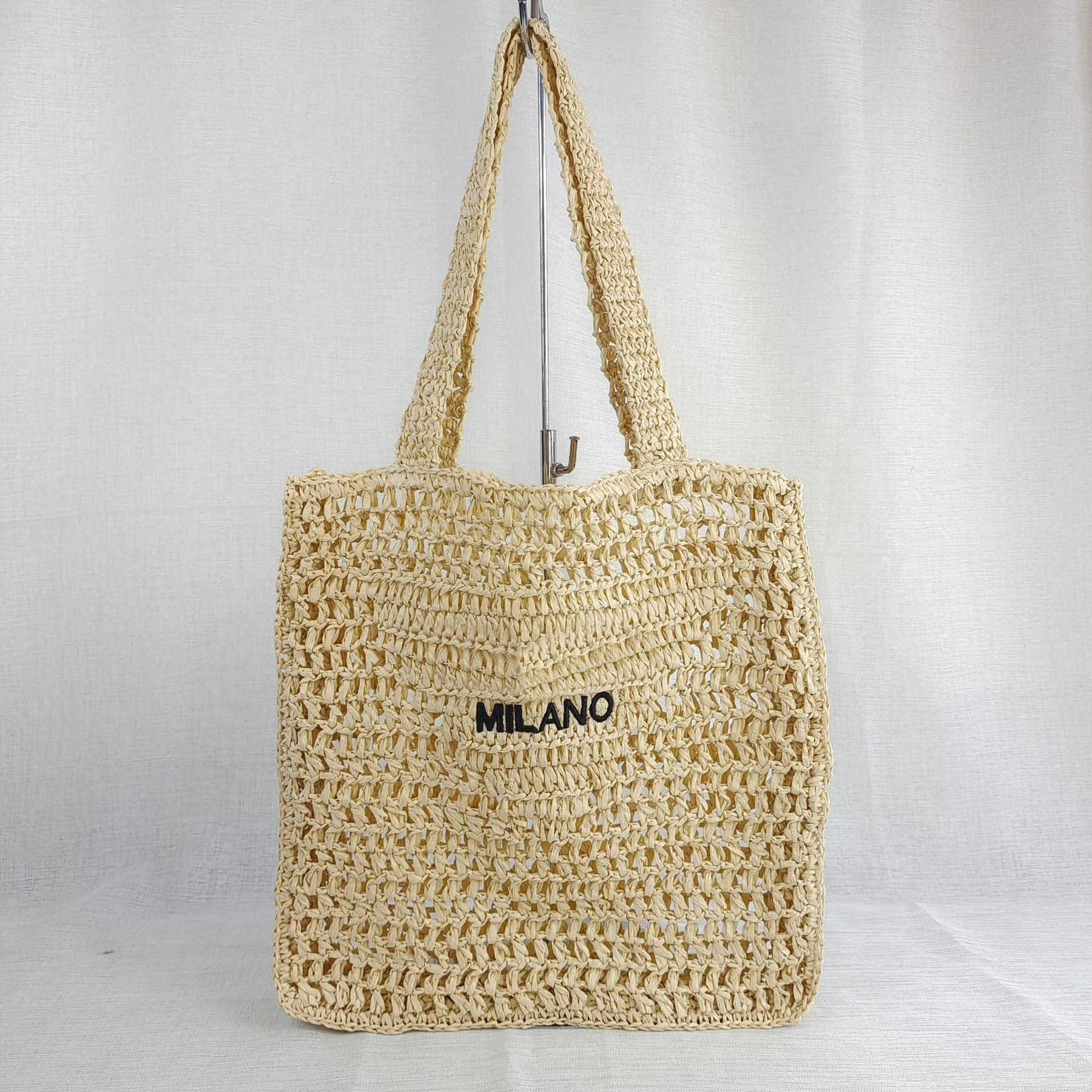 Bolsas de palha de ombro de praia de verão Bolsas de vime casual de vime, tecido de vime, tecido de grande capacidade, bolsa de viagem para bolsa de viagem