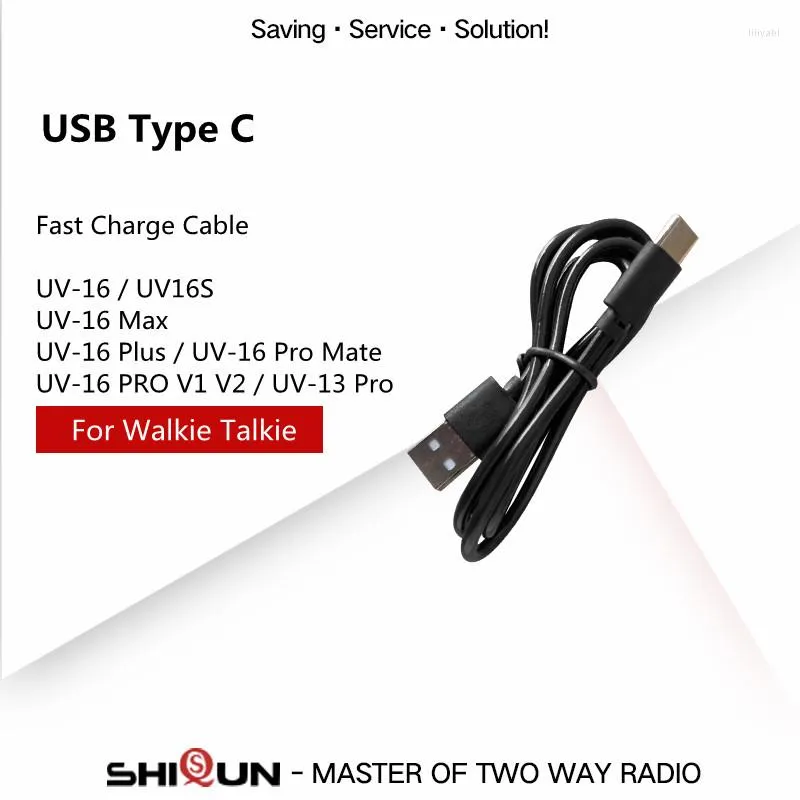 Walkie Talkie Schnellladekabel USB C für Radio UV-16 MAX PRO V1 V2 Typ-C Cable Mate USB-C Typ UV-13 UV 16S