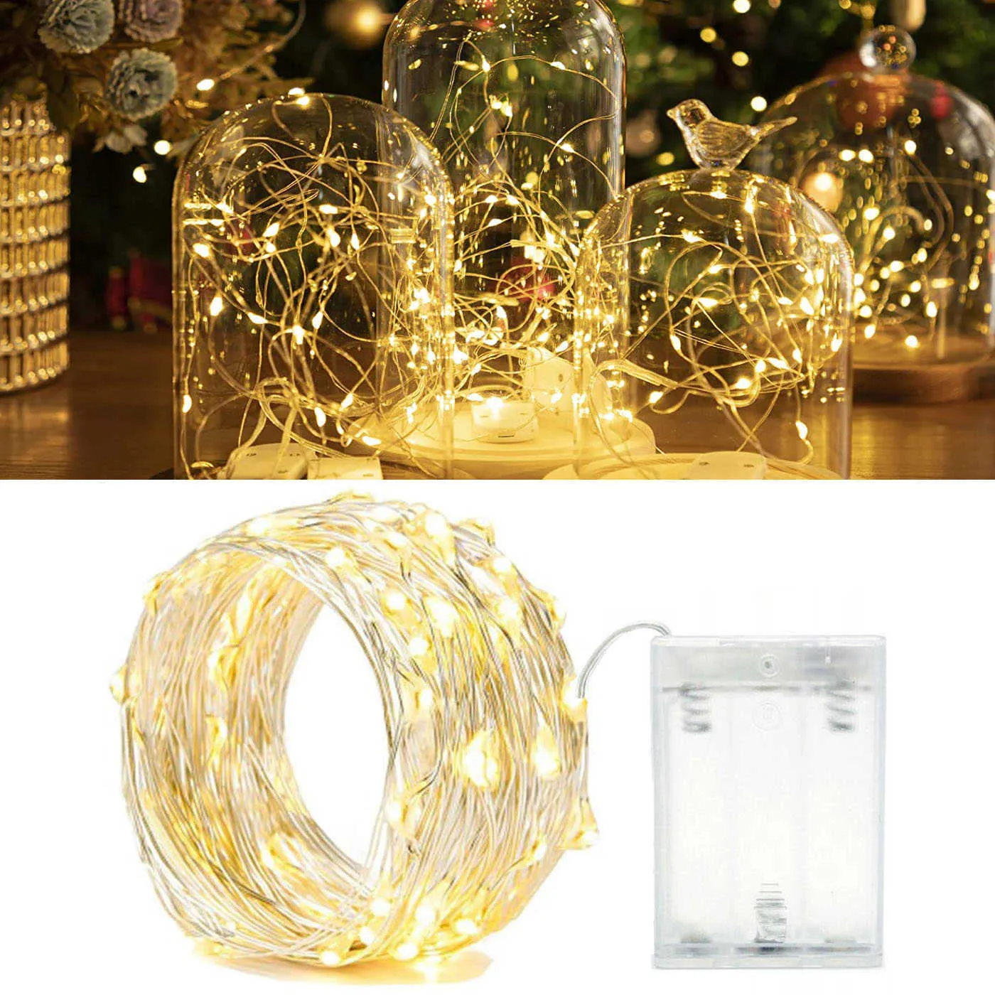Stringhe LED 2/5 / 10M LED Filo di rame Lucine Stringhe LED alimentate a batteria Festa di nozze Decorazione natalizia per interni Luci ghirlanda P230414