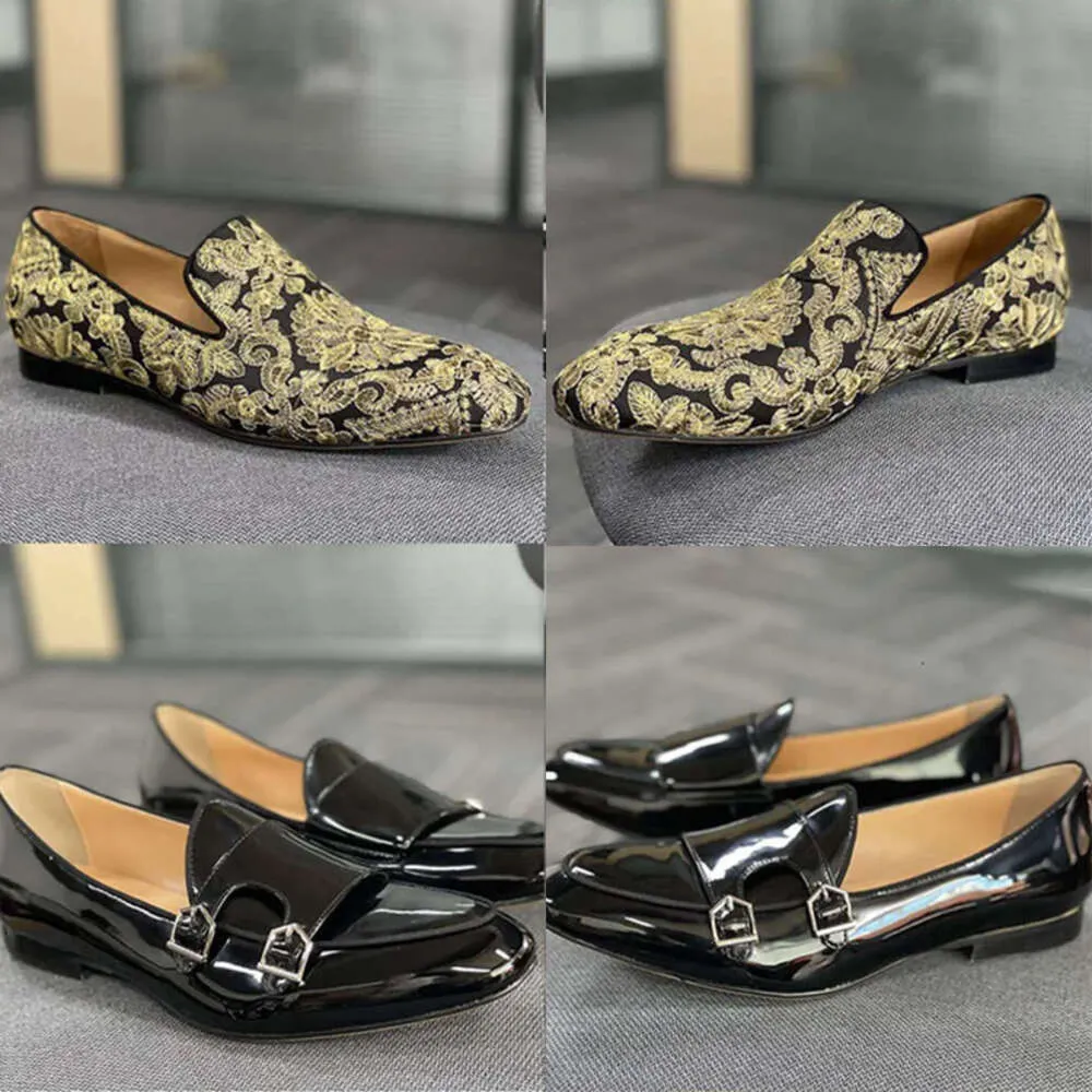 Men Formal Shoes Designer Dress Shoes Pointed Toe Golden Embroidery Shoe High Quality Party Wedding Shoe Loafers Size38-48 NO498