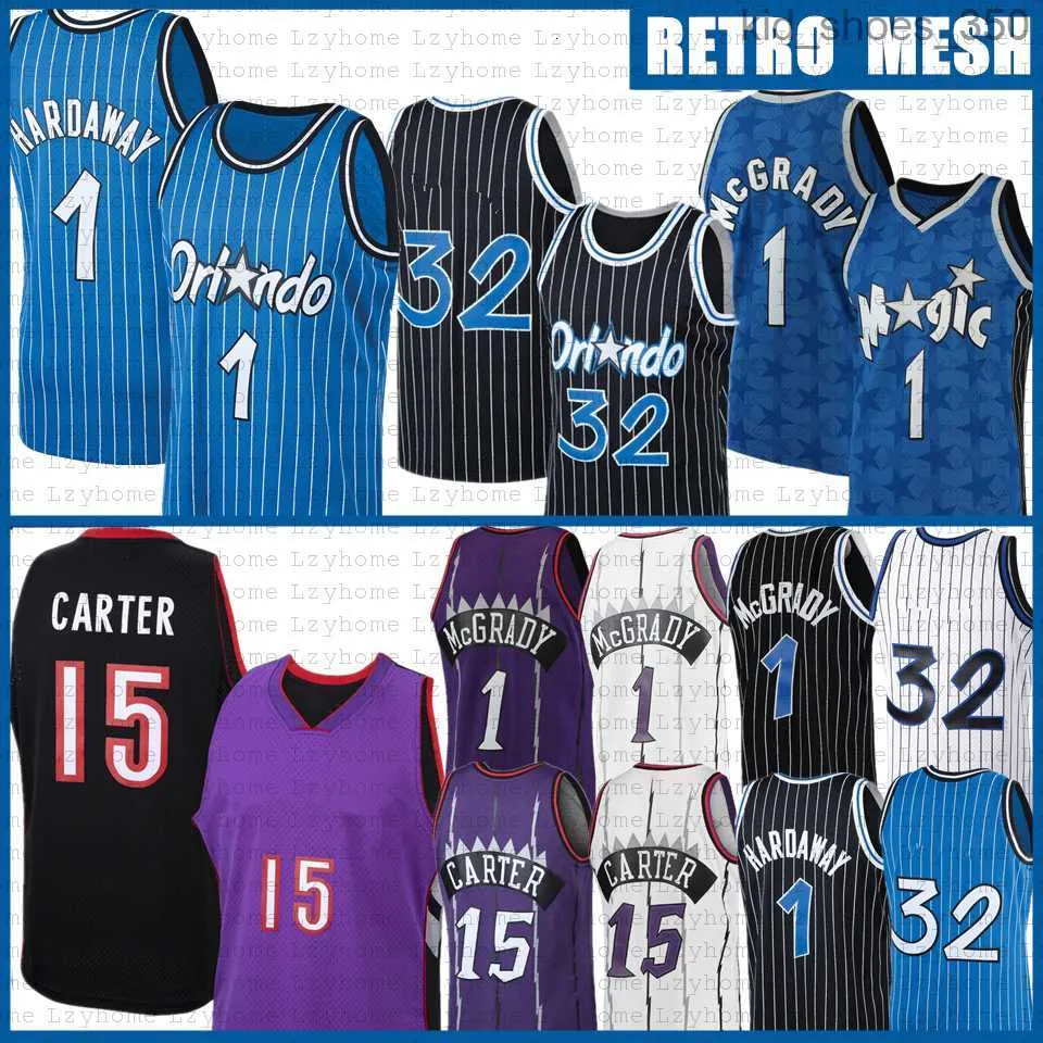 عتيقة تريسي 1 McGrady Penny Hardaway Basketball Jerseys 15 Vince Carter Magics Jersey Mens Youth Black Blue Purple White Retro Shirt
